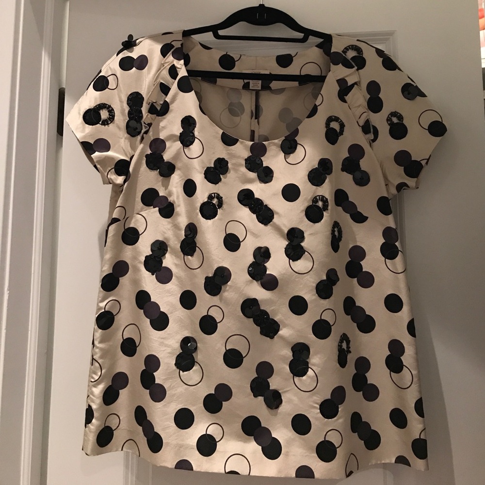 J.Crew silk black and white sequin top